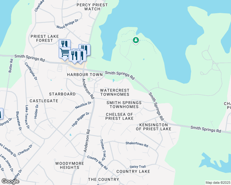 map of restaurants, bars, coffee shops, grocery stores, and more near 3405 Old Anderson Road in Nashville