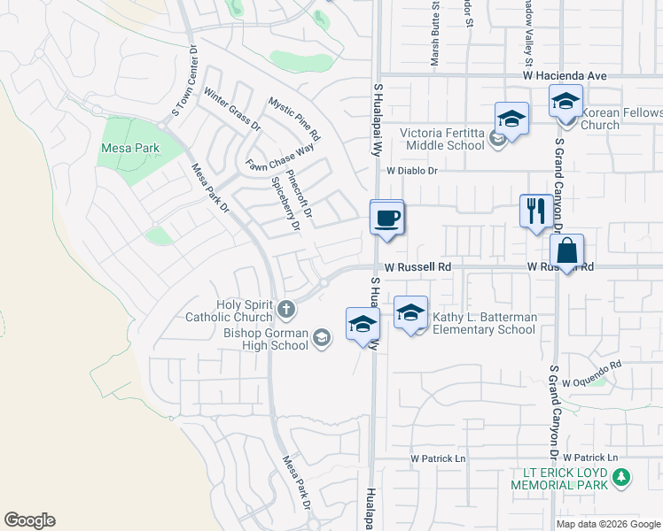 map of restaurants, bars, coffee shops, grocery stores, and more near 10313 Aragon Crown Road in Las Vegas