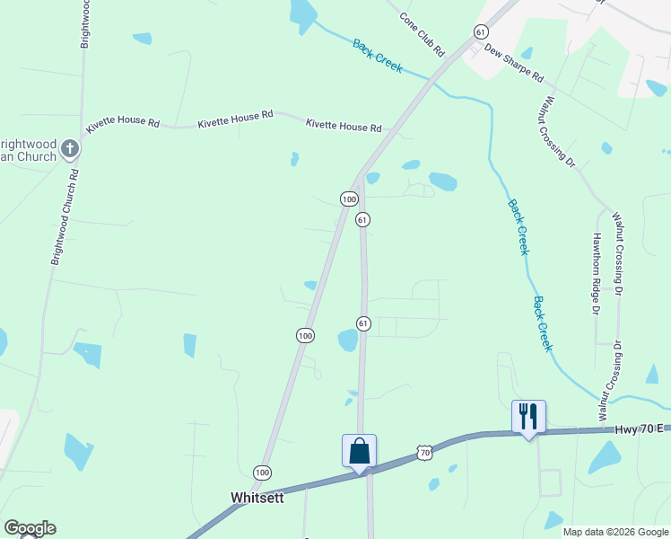 map of restaurants, bars, coffee shops, grocery stores, and more near 519 North Carolina 100 in Whitsett