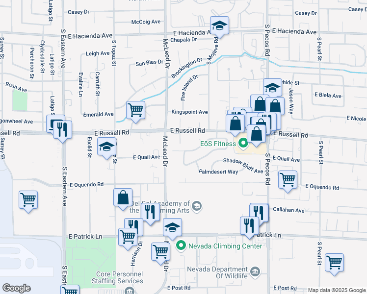 map of restaurants, bars, coffee shops, grocery stores, and more near 3070 Paintedhills Avenue in Las Vegas