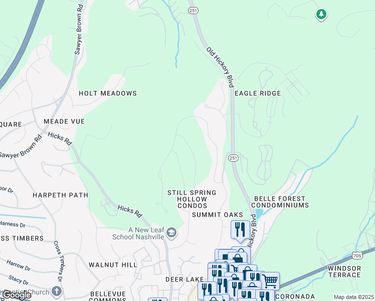 map of restaurants, bars, coffee shops, grocery stores, and more near in Nashville