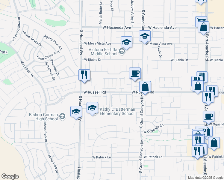 map of restaurants, bars, coffee shops, grocery stores, and more near 9989 Mccauley Ranch Avenue in Las Vegas