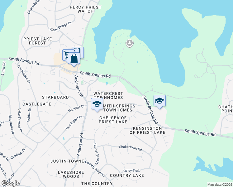 map of restaurants, bars, coffee shops, grocery stores, and more near 3055 Smith Springs Road in Nashville