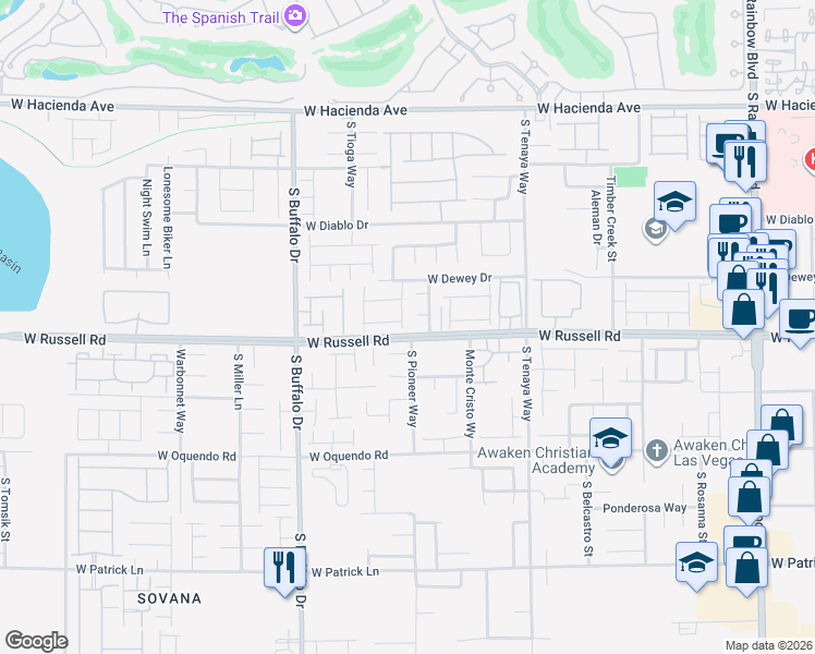 map of restaurants, bars, coffee shops, grocery stores, and more near in Las Vegas