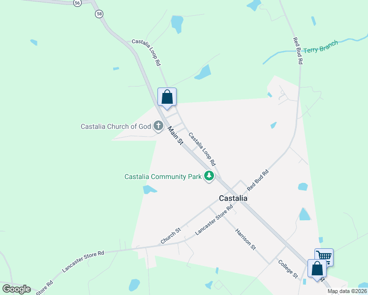 map of restaurants, bars, coffee shops, grocery stores, and more near 9871 Main Street in Castalia