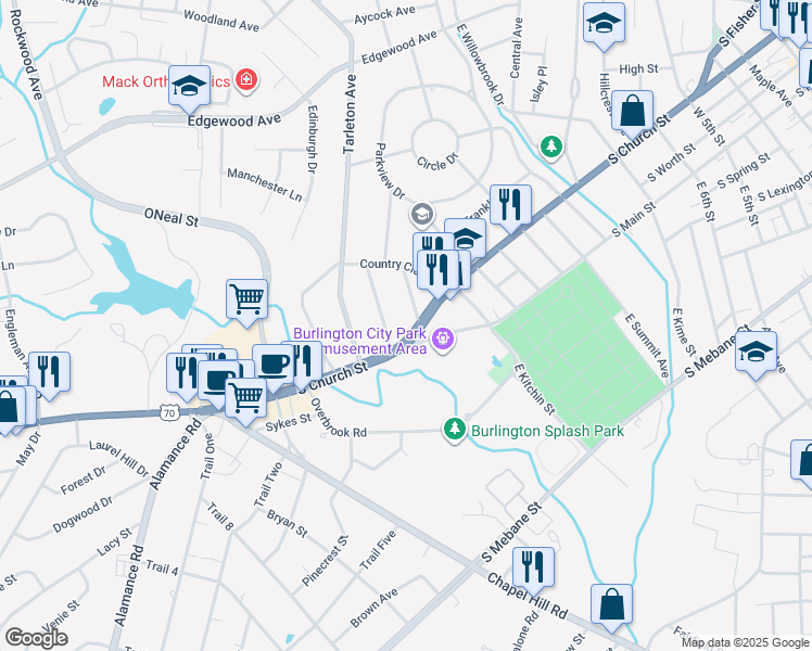 map of restaurants, bars, coffee shops, grocery stores, and more near 216 Silver Lake Drive in Burlington