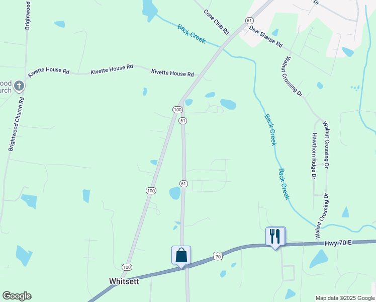 map of restaurants, bars, coffee shops, grocery stores, and more near 529 North Carolina 61 in Whitsett