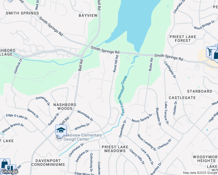 map of restaurants, bars, coffee shops, grocery stores, and more near 545 Rural Hill Rd in Nashville