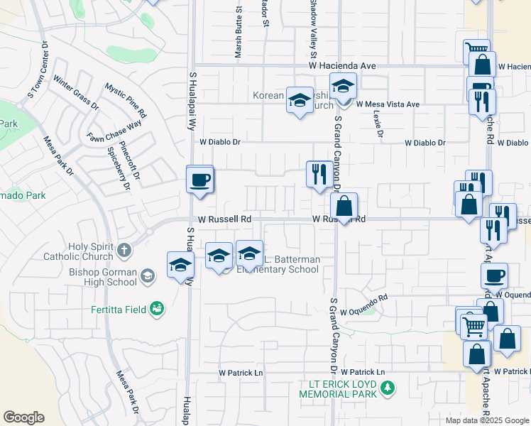 map of restaurants, bars, coffee shops, grocery stores, and more near 9989 Mccauley Ranch Avenue in Las Vegas