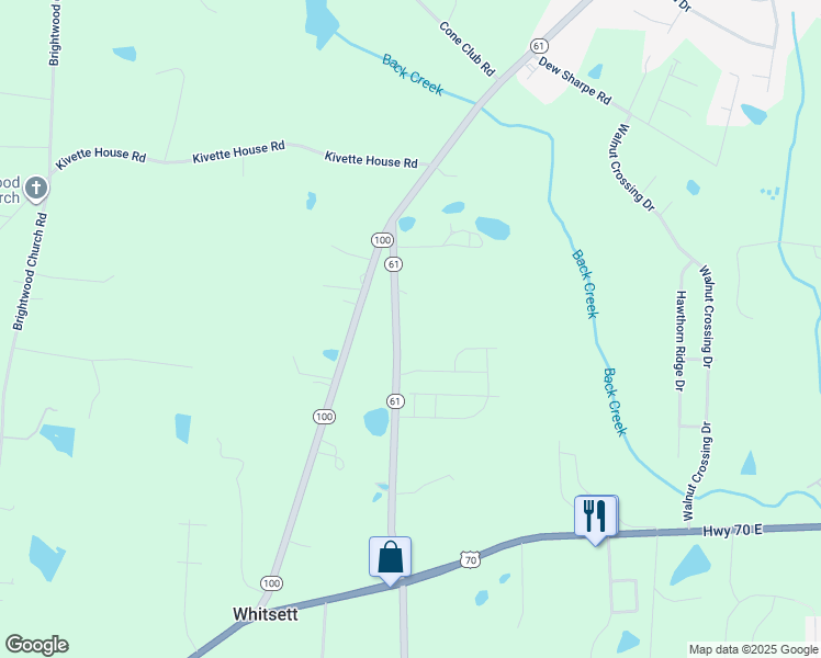 map of restaurants, bars, coffee shops, grocery stores, and more near 529 North Carolina 61 in Whitsett