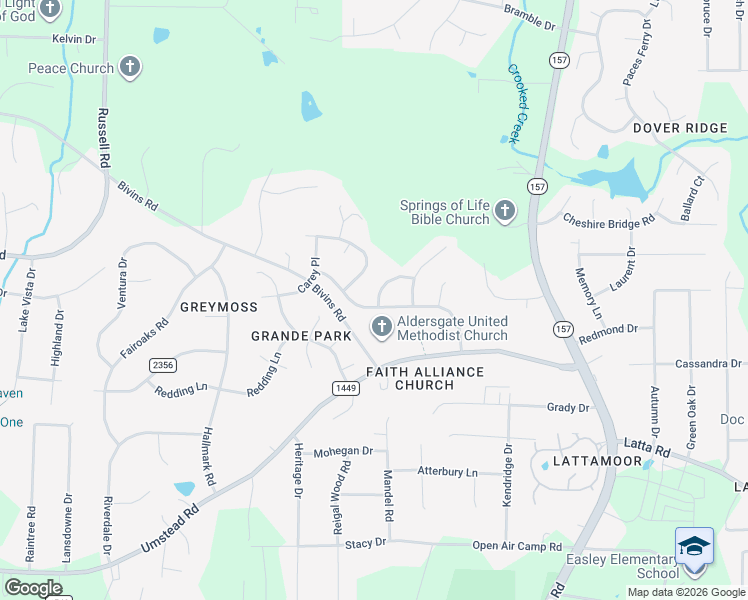 map of restaurants, bars, coffee shops, grocery stores, and more near 1604 Autumn Ridge Dr in Durham