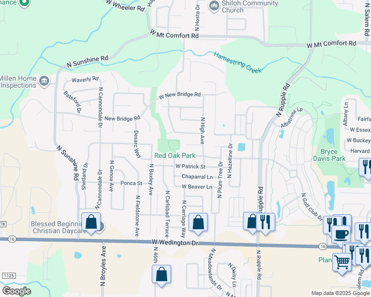 map of restaurants, bars, coffee shops, grocery stores, and more near 4437 West Apache Trail in Fayetteville
