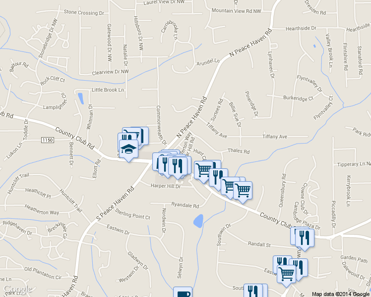 map of restaurants, bars, coffee shops, grocery stores, and more near in Winston-Salem