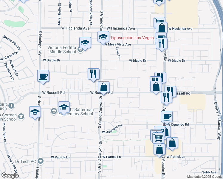 map of restaurants, bars, coffee shops, grocery stores, and more near 5687 Thunder Spirit Street in Las Vegas