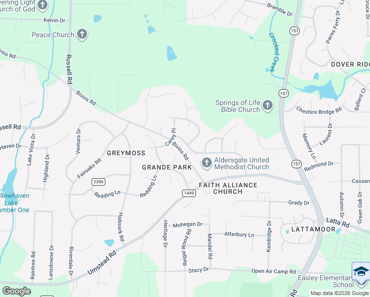 map of restaurants, bars, coffee shops, grocery stores, and more near 1701 Autumn Ridge Drive in Durham