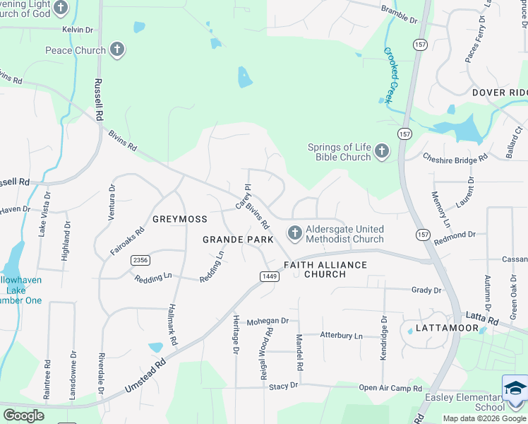 map of restaurants, bars, coffee shops, grocery stores, and more near 1701 Autumn Ridge Dr in Durham