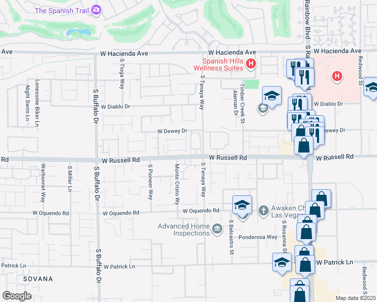 map of restaurants, bars, coffee shops, grocery stores, and more near 5690 Spring Trellis Street in Las Vegas