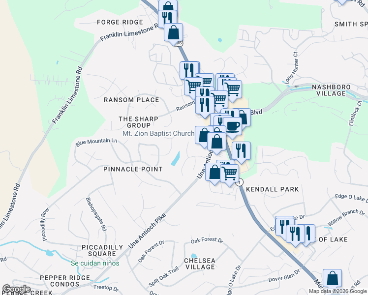 map of restaurants, bars, coffee shops, grocery stores, and more near 513 Titan Court in Nashville