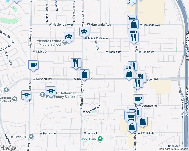 map of restaurants, bars, coffee shops, grocery stores, and more near 5687 Thunder Spirit Street in Las Vegas