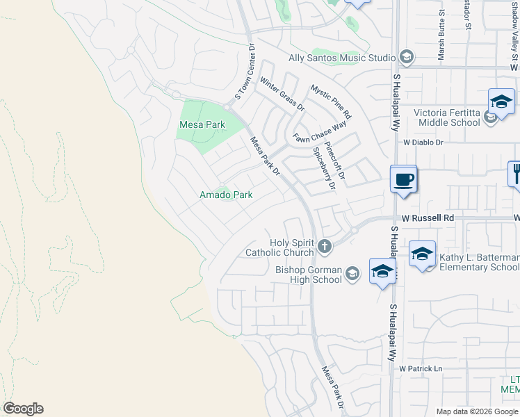 map of restaurants, bars, coffee shops, grocery stores, and more near 10597 Tranquil Glade Lane in Las Vegas