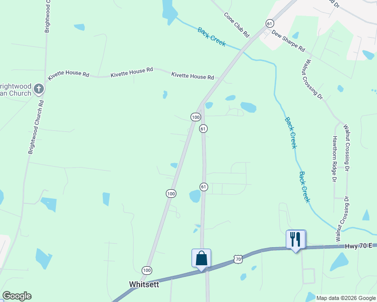 map of restaurants, bars, coffee shops, grocery stores, and more near 519 North Carolina 100 in Whitsett