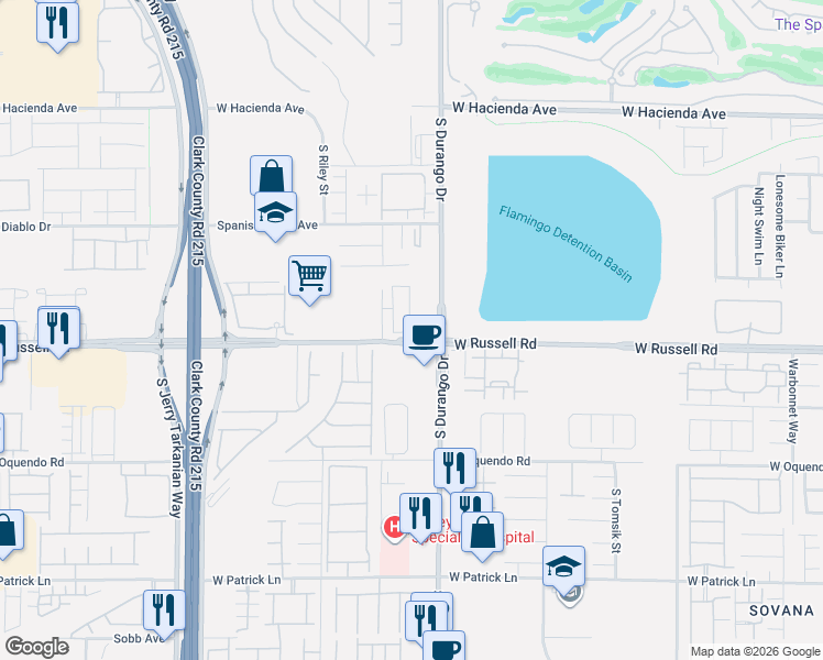 map of restaurants, bars, coffee shops, grocery stores, and more near 5704 Mia Skye Street in Las Vegas