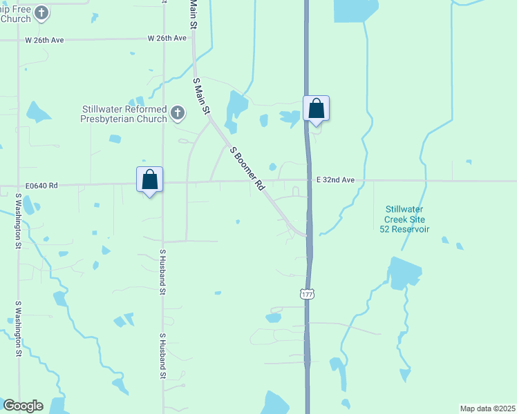 map of restaurants, bars, coffee shops, grocery stores, and more near 3304 South Boomer Road in Stillwater