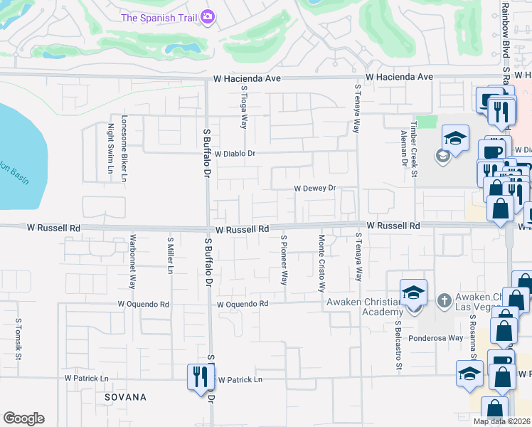 map of restaurants, bars, coffee shops, grocery stores, and more near 7571 Grist Mill in Las Vegas
