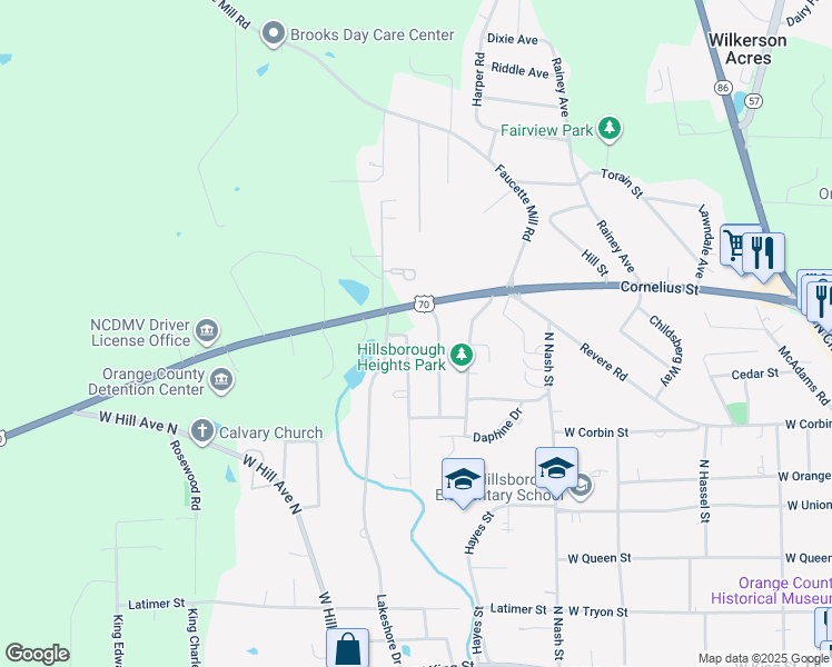 map of restaurants, bars, coffee shops, grocery stores, and more near 534 Central Avenue in Hillsborough