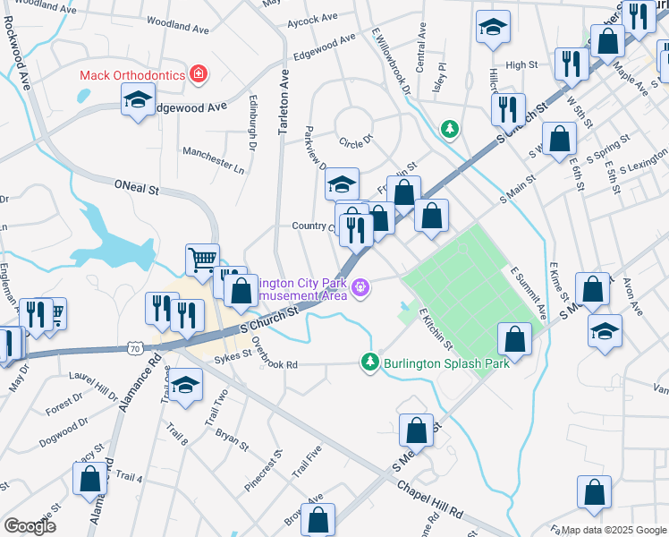 map of restaurants, bars, coffee shops, grocery stores, and more near 216 Silver Lake Drive in Burlington