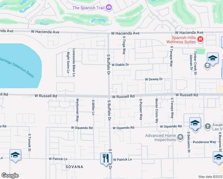 map of restaurants, bars, coffee shops, grocery stores, and more near 5655 White Dune Street in Las Vegas