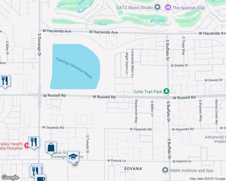 map of restaurants, bars, coffee shops, grocery stores, and more near 8070 West Russell Road in Las Vegas