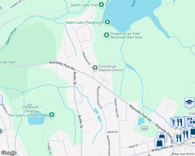 map of restaurants, bars, coffee shops, grocery stores, and more near in Winston-Salem