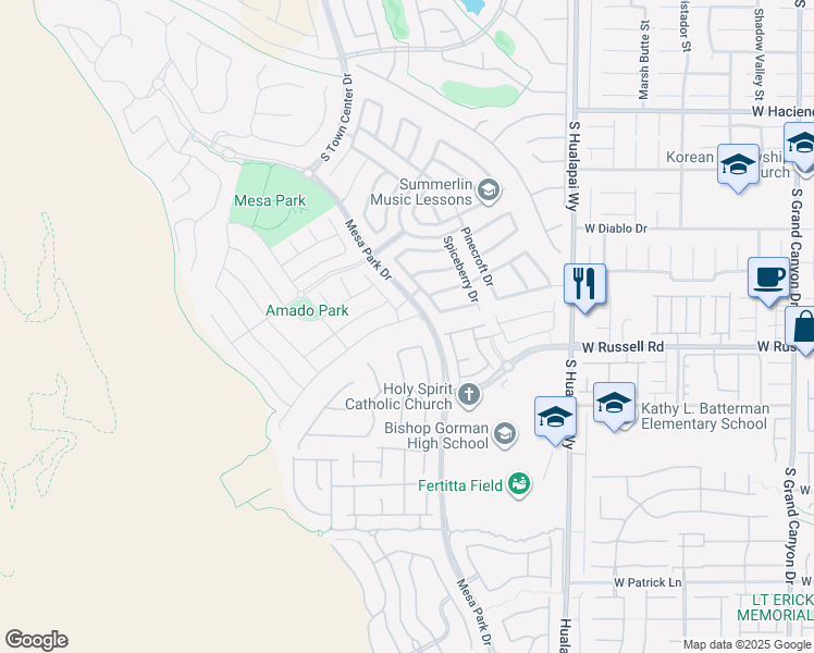 map of restaurants, bars, coffee shops, grocery stores, and more near 10493 Harvest Green Way in Las Vegas