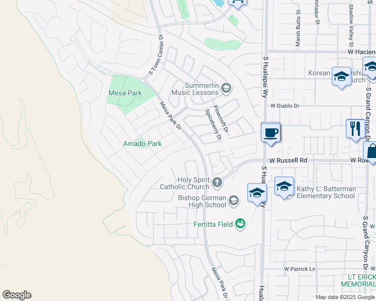 map of restaurants, bars, coffee shops, grocery stores, and more near 10493 Harvest Green Way in Las Vegas