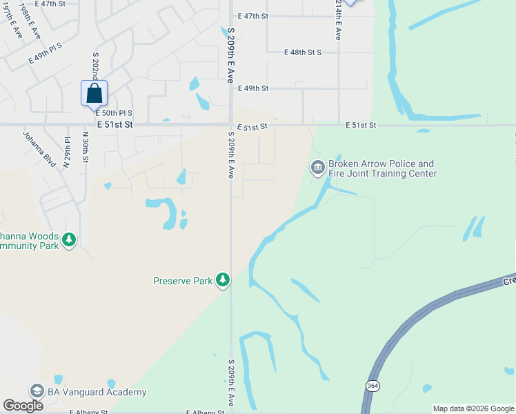 map of restaurants, bars, coffee shops, grocery stores, and more near 4951 South 209th East Avenue in Broken Arrow