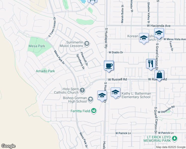 map of restaurants, bars, coffee shops, grocery stores, and more near 10315 Turia Gardens Road in Las Vegas