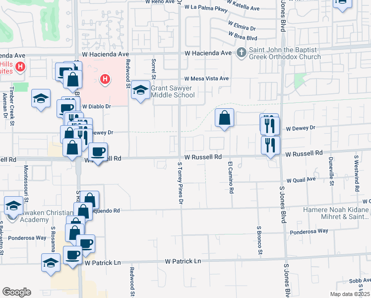 map of restaurants, bars, coffee shops, grocery stores, and more near 5697 Colante Falls Drive in Las Vegas