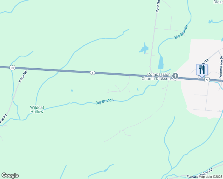 map of restaurants, bars, coffee shops, grocery stores, and more near 115 West Dell Road in Dickson