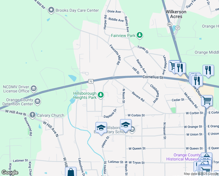 map of restaurants, bars, coffee shops, grocery stores, and more near 528 Short Street West in Hillsborough