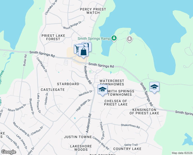 map of restaurants, bars, coffee shops, grocery stores, and more near 3409 Old Anderson Road in Nashville