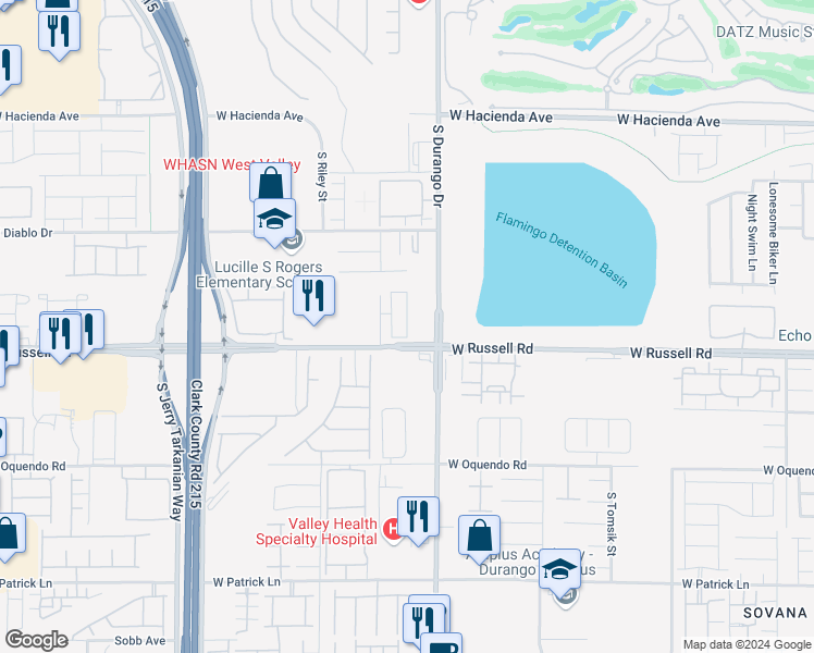 map of restaurants, bars, coffee shops, grocery stores, and more near 5672 Beguiling Falls Street in Las Vegas