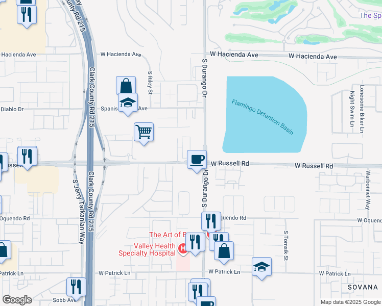 map of restaurants, bars, coffee shops, grocery stores, and more near 5672 Beguiling Falls Street in Las Vegas