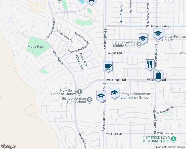 map of restaurants, bars, coffee shops, grocery stores, and more near 10305 Turia Gardens Road in Las Vegas