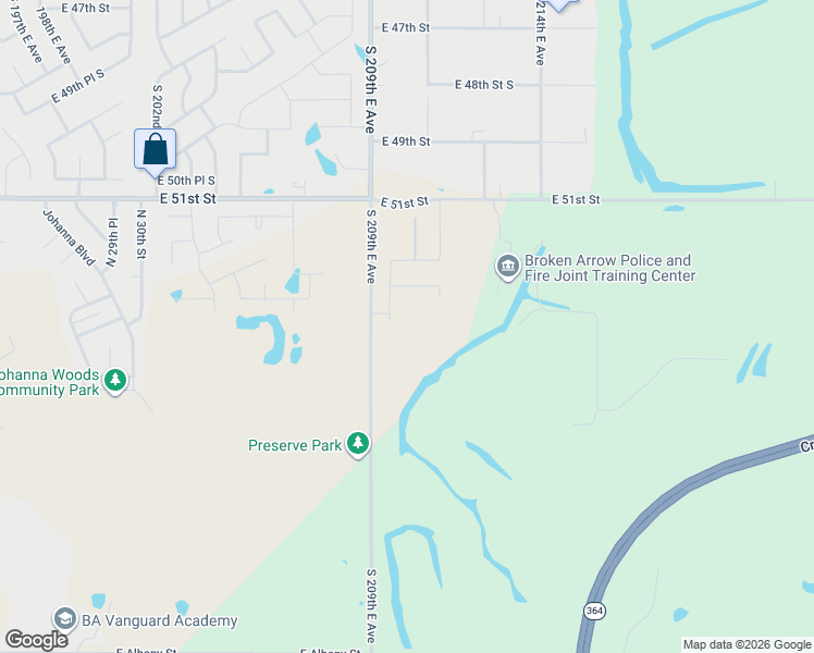 map of restaurants, bars, coffee shops, grocery stores, and more near 4951 South 209th East Avenue in Broken Arrow