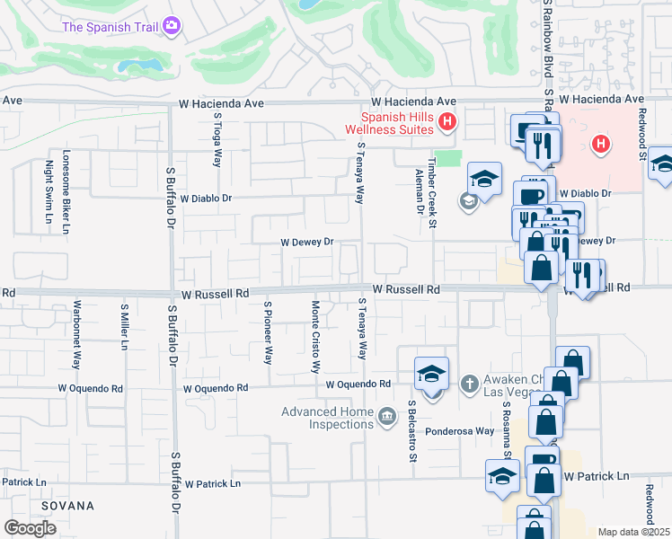 map of restaurants, bars, coffee shops, grocery stores, and more near 5670 Spring Trellis Street in Las Vegas