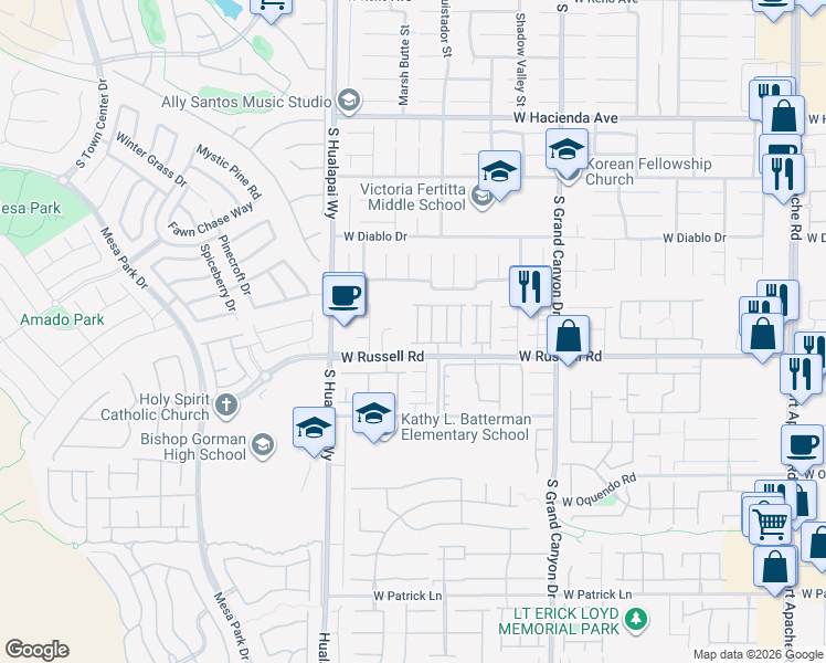 map of restaurants, bars, coffee shops, grocery stores, and more near 10047 Mccauley Ranch Avenue in Las Vegas