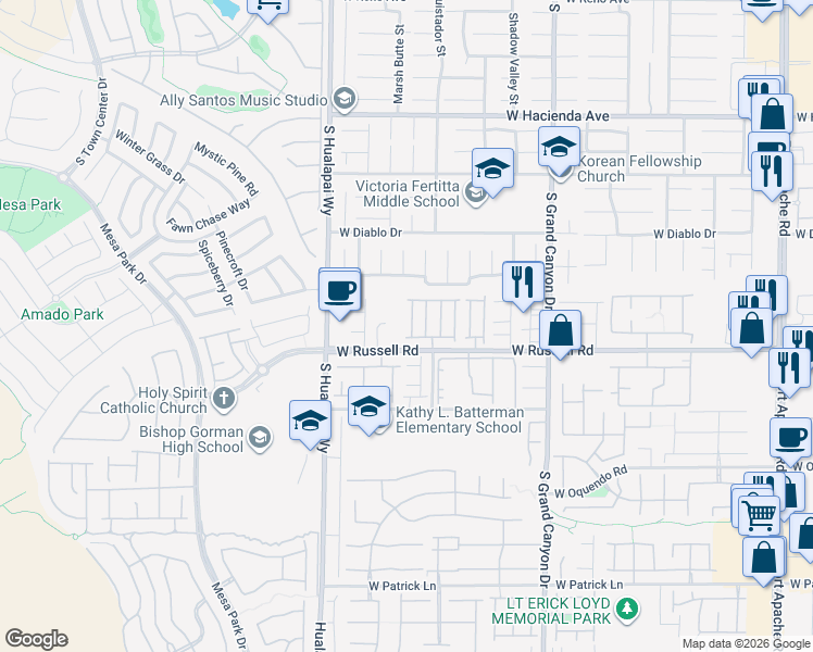 map of restaurants, bars, coffee shops, grocery stores, and more near 10047 Mccauley Ranch Avenue in Las Vegas