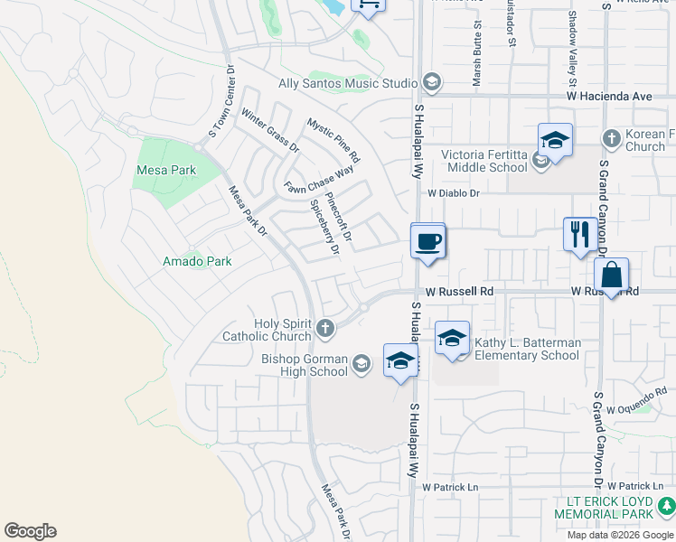 map of restaurants, bars, coffee shops, grocery stores, and more near 5657 Spanish Valor Road in Las Vegas