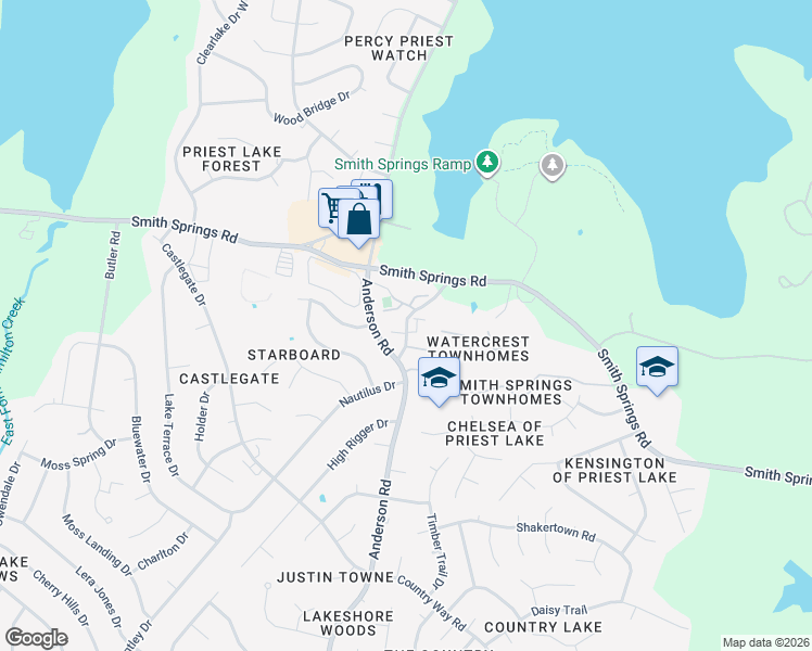 map of restaurants, bars, coffee shops, grocery stores, and more near 3409 Old Anderson Road in Nashville